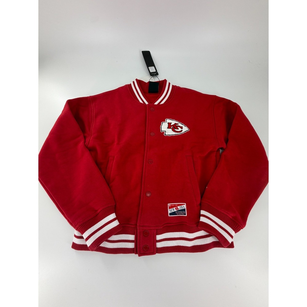Kansas City Chiefs Women's Red Poly Snap Varsity Jacket New Era Size Small S NWT